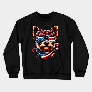 USA 4th Of July Patriotic American Yorkshire Terrier flag us Crewneck Sweatshirt